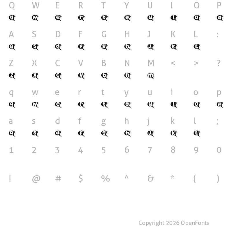Character Map of Lilly Regular