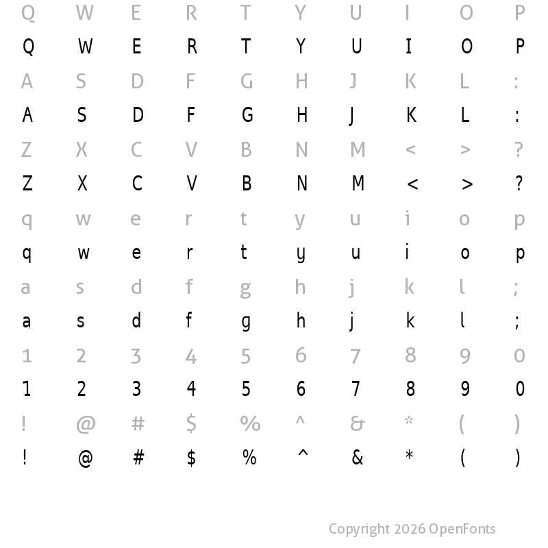 Character Map of Lilongue Sans Display Book