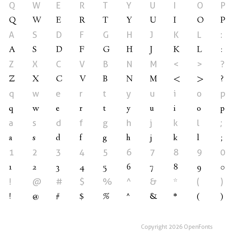 Character Map of Linden Hill Regular