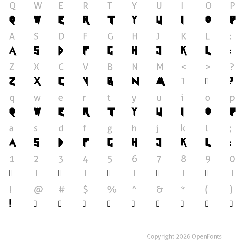 Character Map of LineLineShapeClean Medium