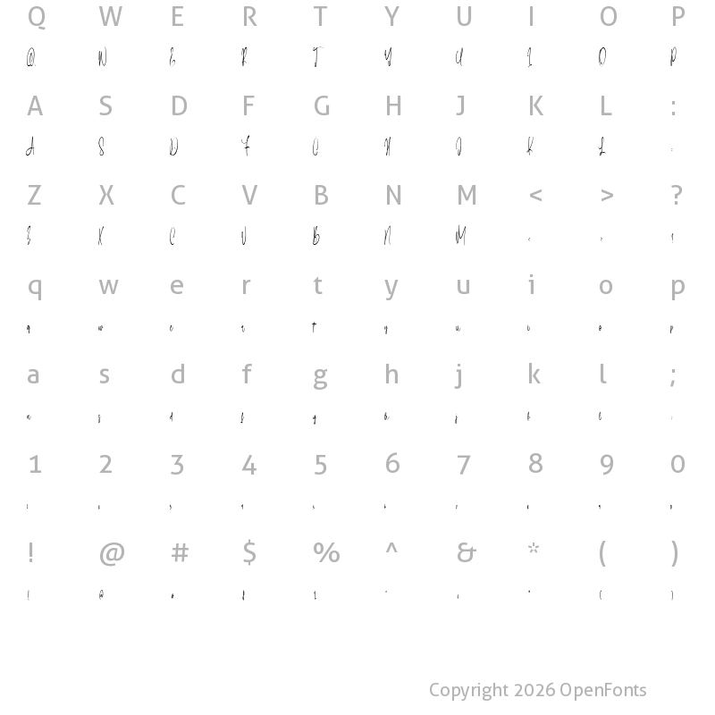 Character Map of Lintang Kangen Regular