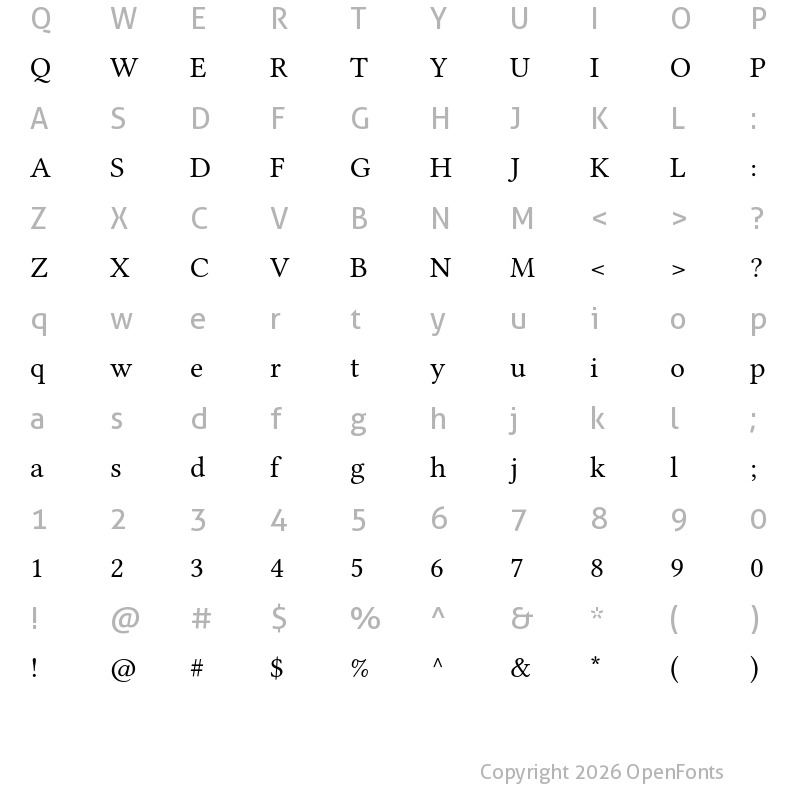 Character Map of Linux Libertine O Regular