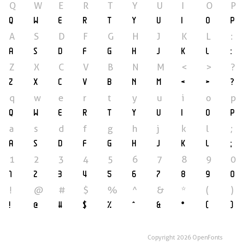 Character Map of Liquefy Regular