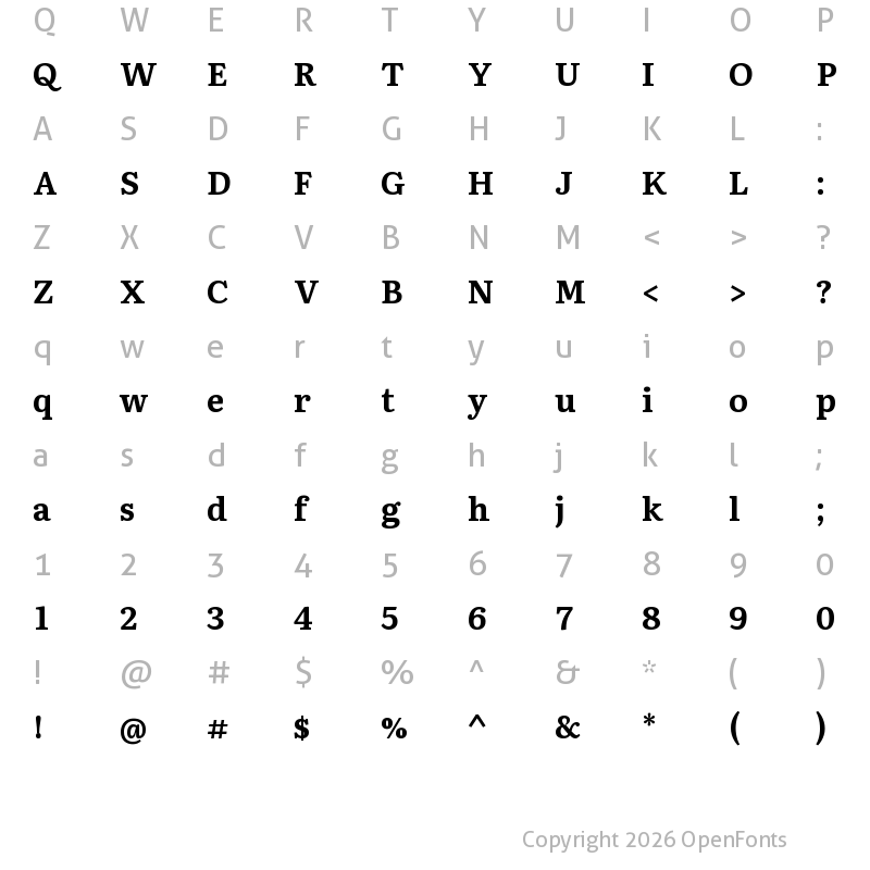Character Map of Literata Bold