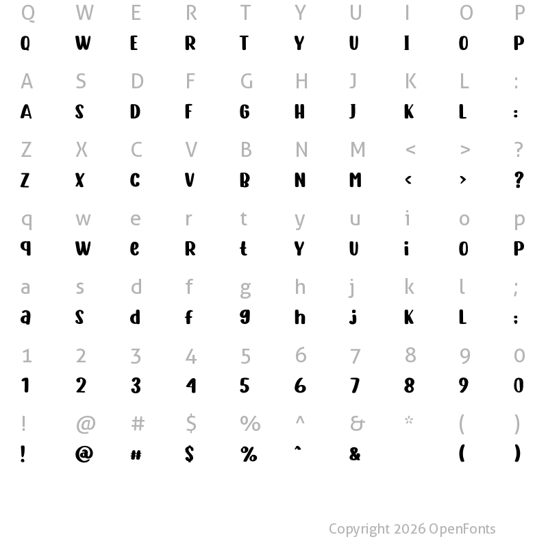 Character Map of Little Boy Regular