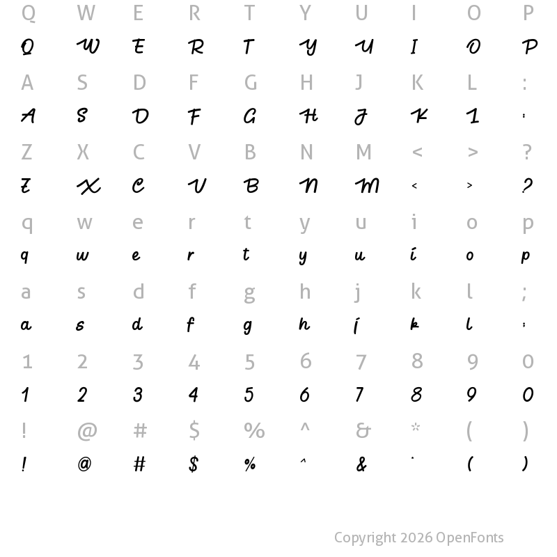 Character Map of Little Canary Regular