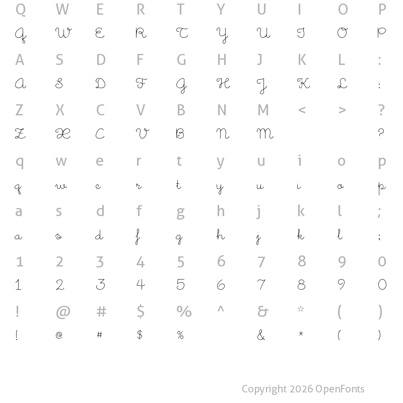 Character Map of Little Days Alt Regular