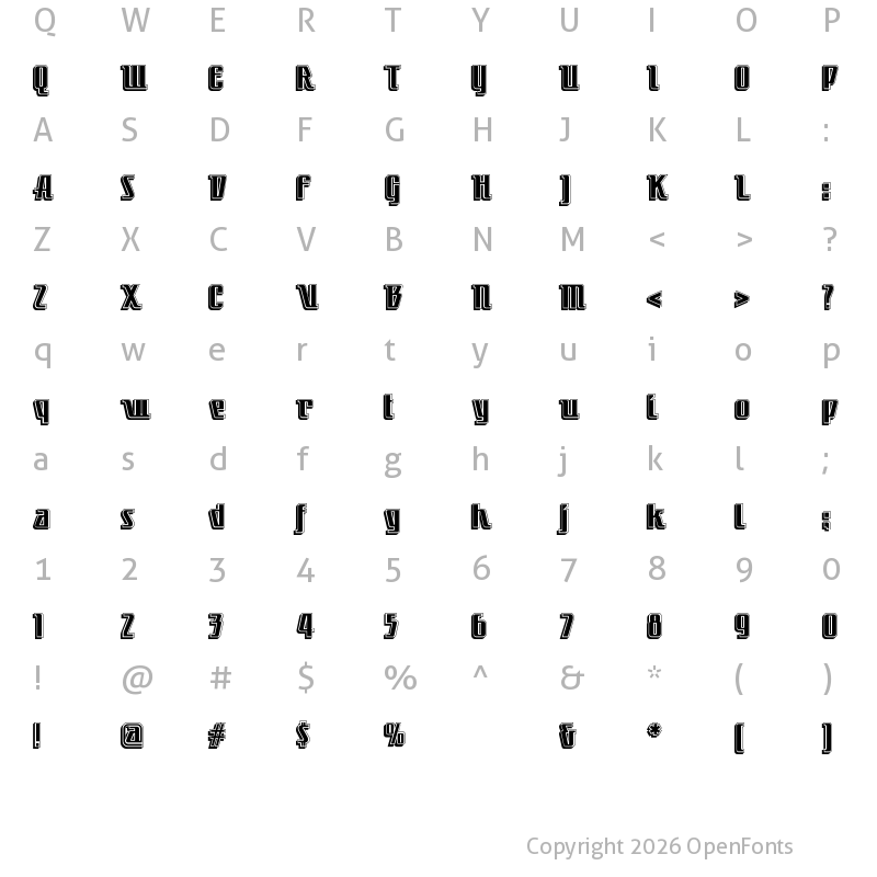Character Map of Little Deuce Coupe NF Regular