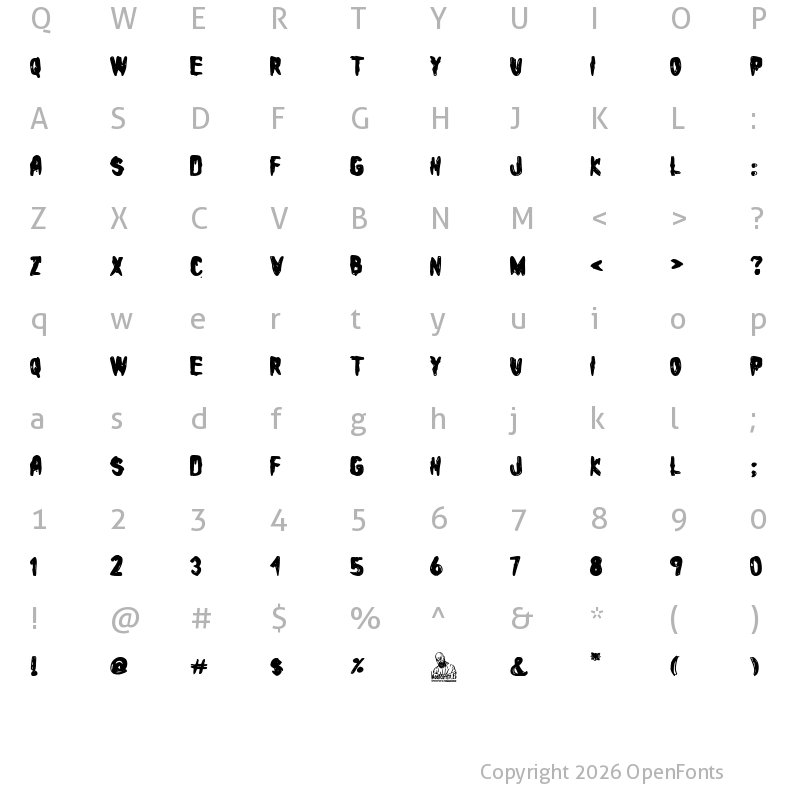 Character Map of Little Dog of Hell Regular