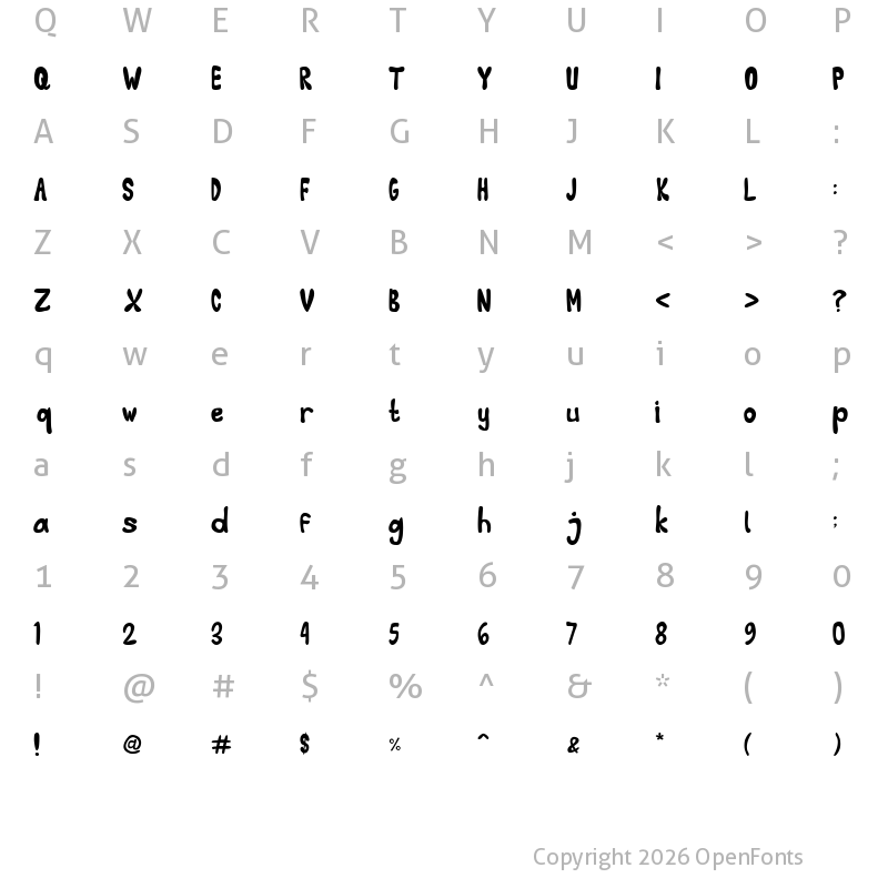 Character Map of Little Jelly Regular