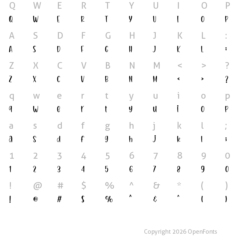 Character Map of Little Princess Regular