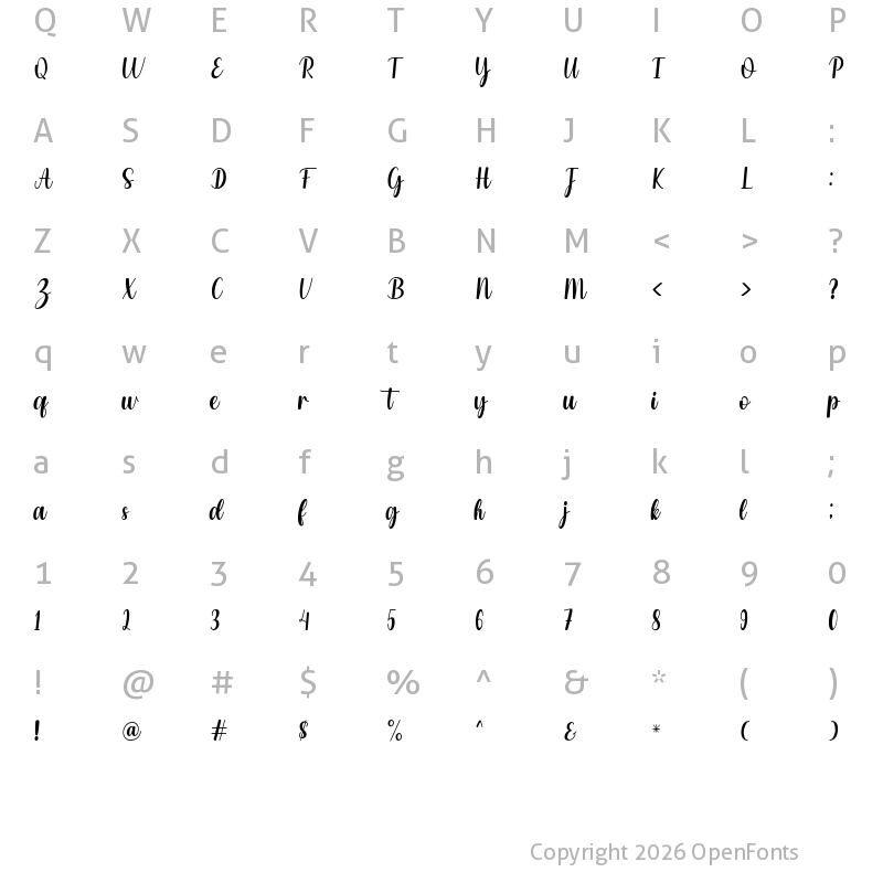 Character Map of Little Regular