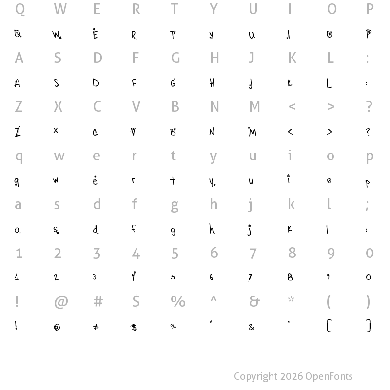 Character Map of Little Ryan O Lucky Regular