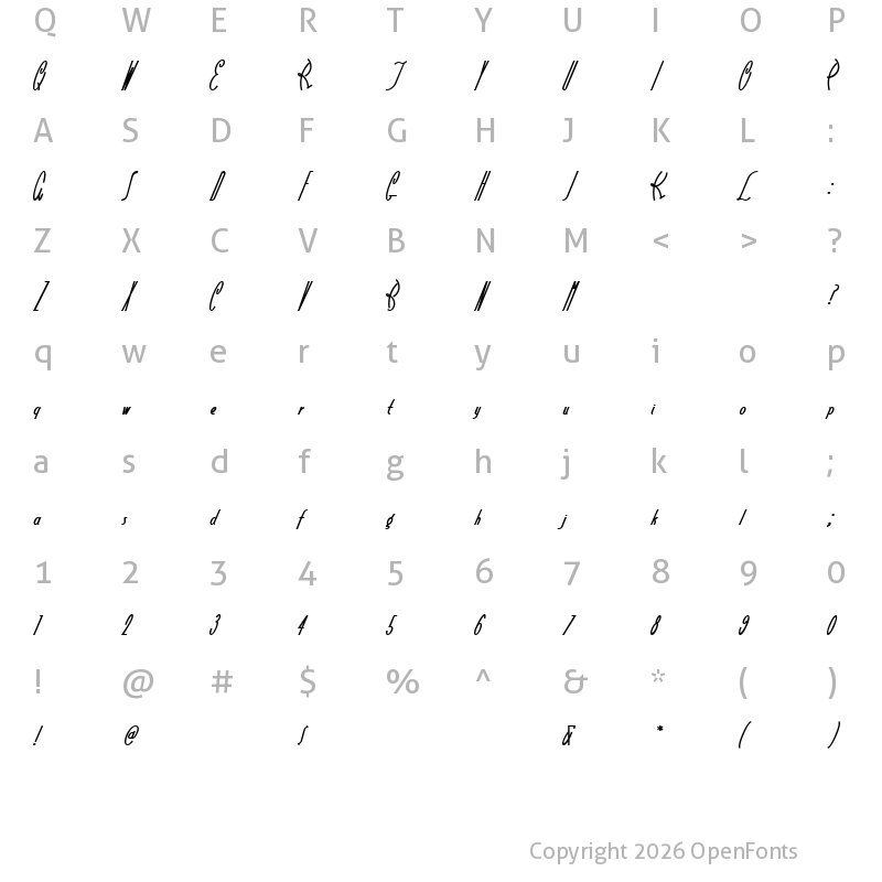 Character Map of LittleRickeyNF Regular