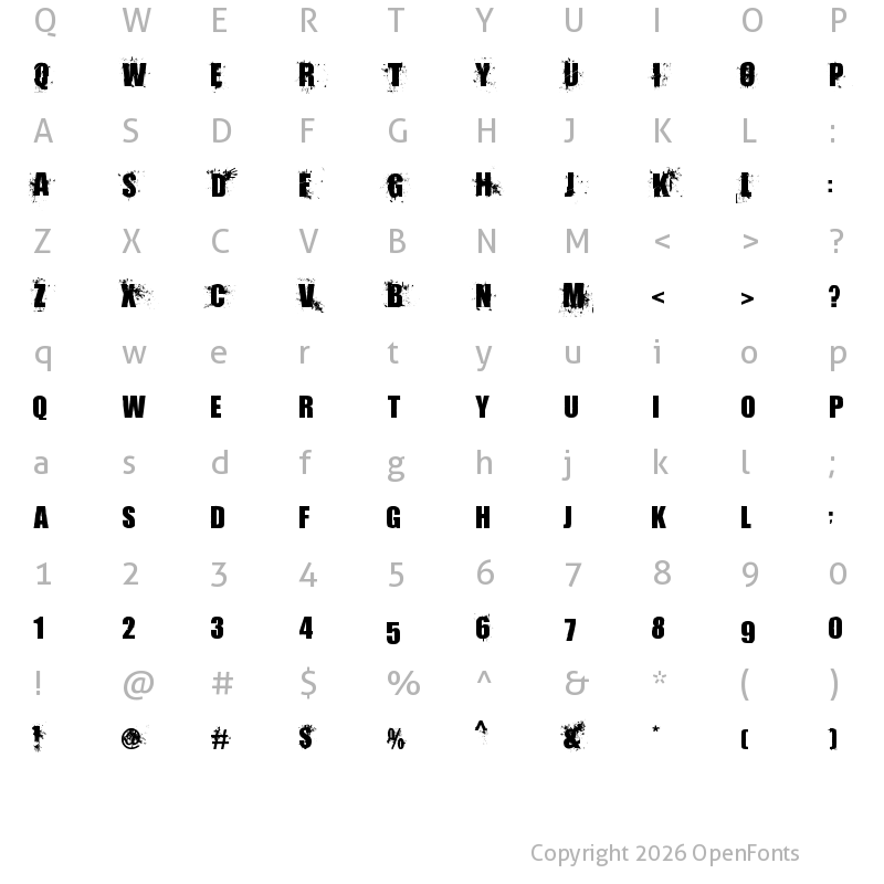 Character Map of Living Hell Regular