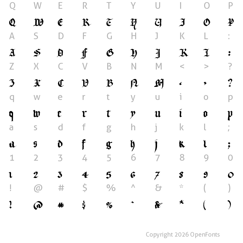 Character Map of LLTextur Regular
