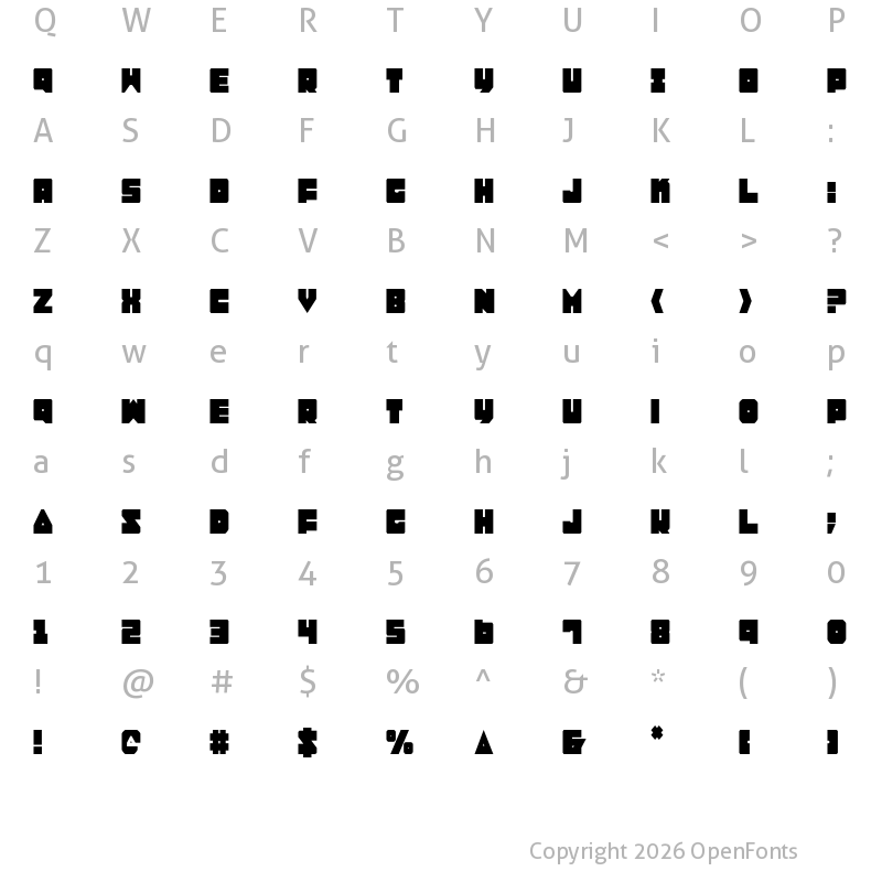 Character Map of Lobo Tommy Condensed Condensed