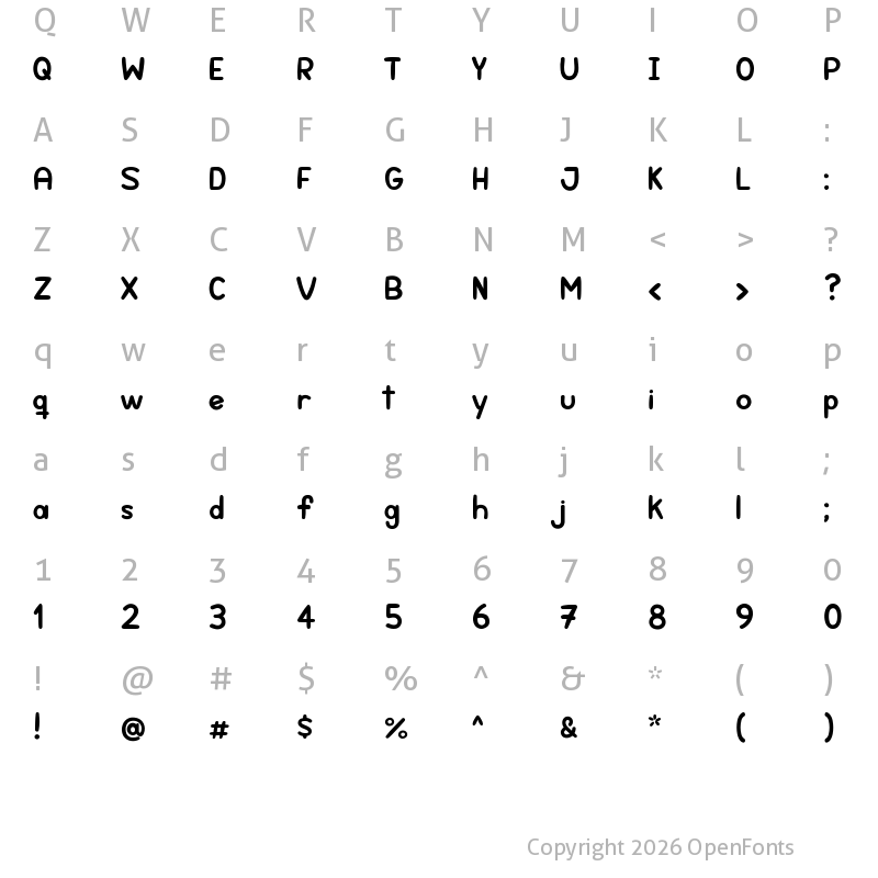 Character Map of Lola Sans Bold