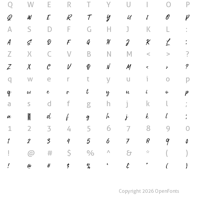Character Map of Lonally Qoma Regular