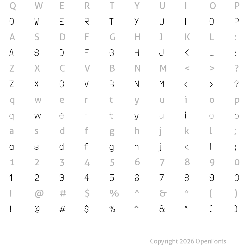 Character Map of Londrina Thin Regular