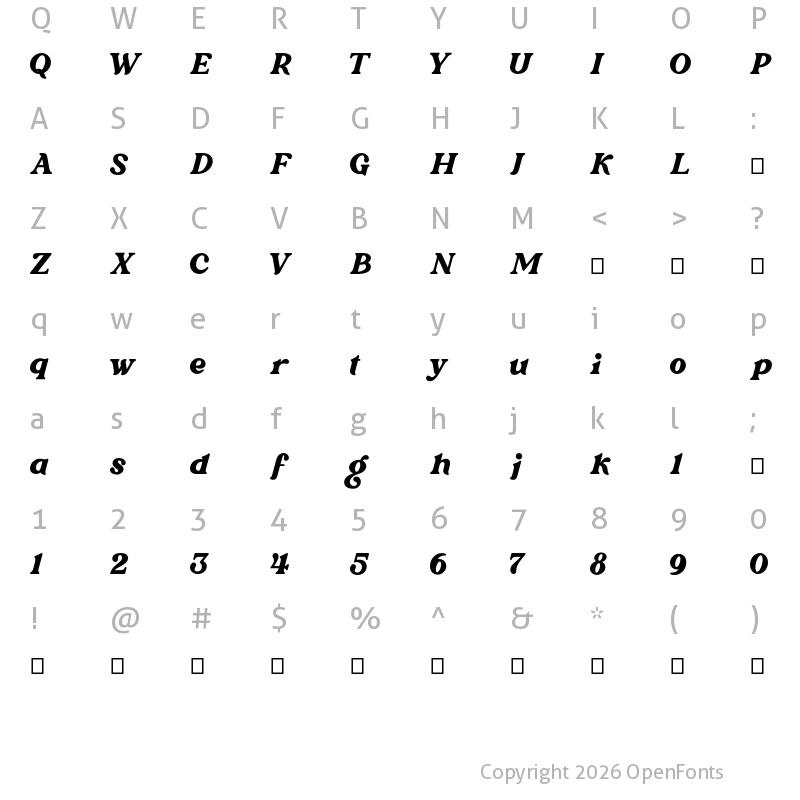 Character Map of Lonely Bridges Regular