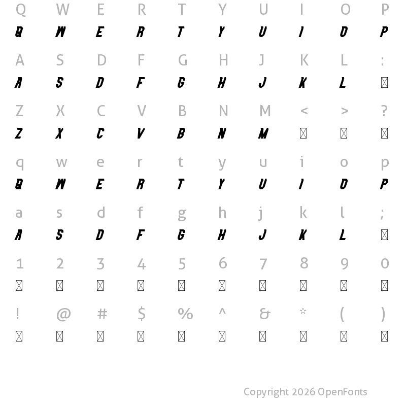 Character Map of Longless Light Italic