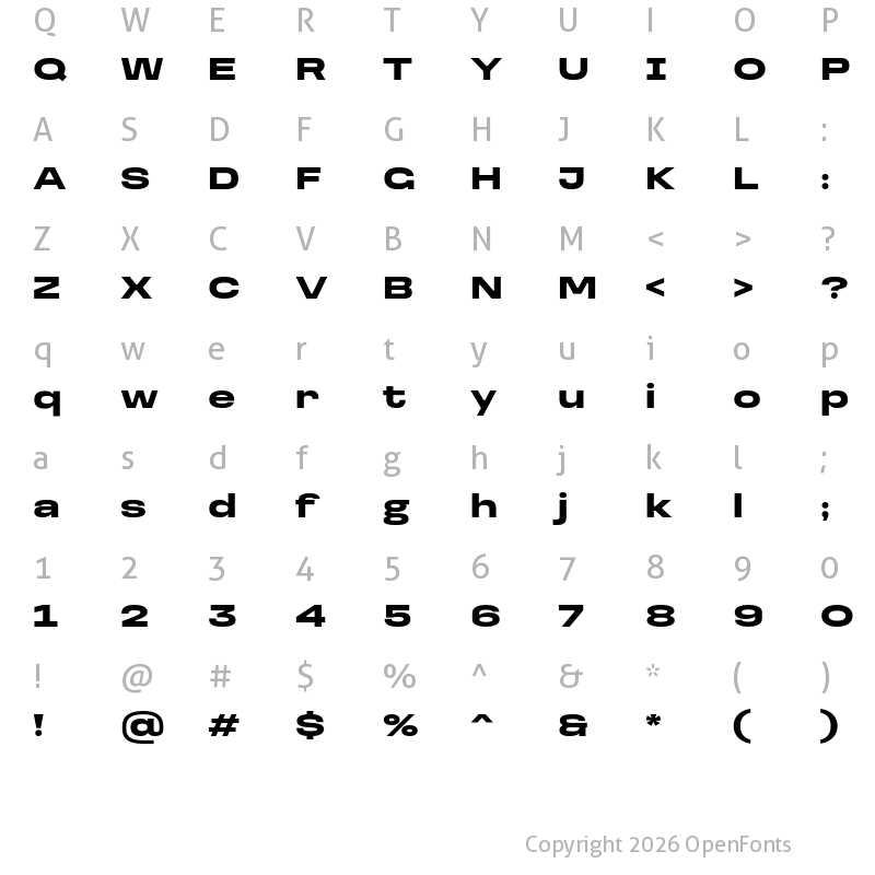 Character Map of Loos Extended Black