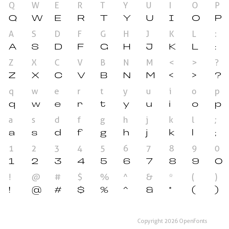 Character Map of Loos Extended Light