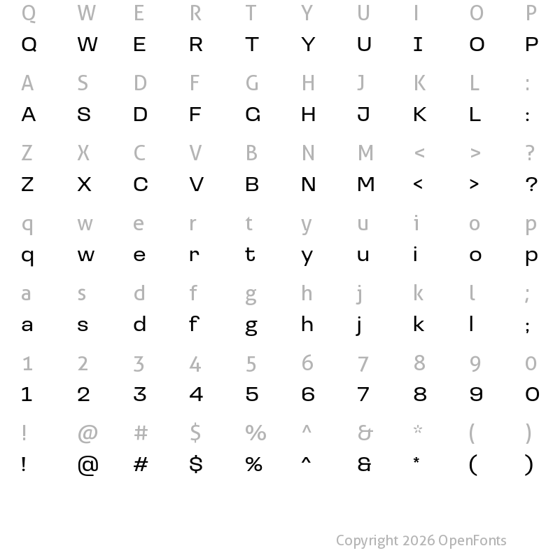 Character Map of Loos Wide Regular