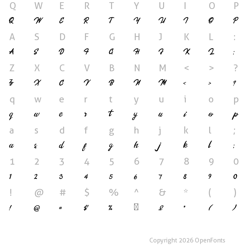 Character Map of Lorenia Regular
