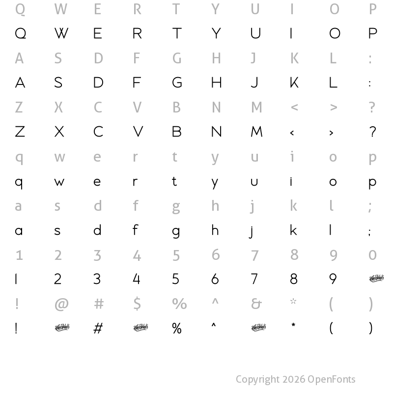 Character Map of LORENZA Regular