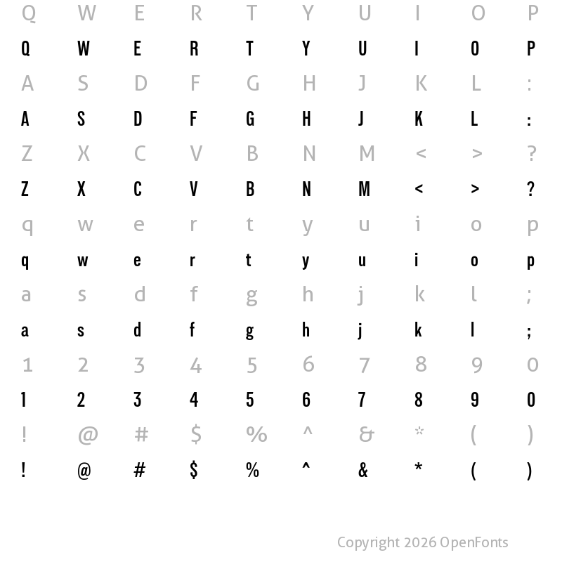 Character Map of Lorimer No 2 Condensed Semibold