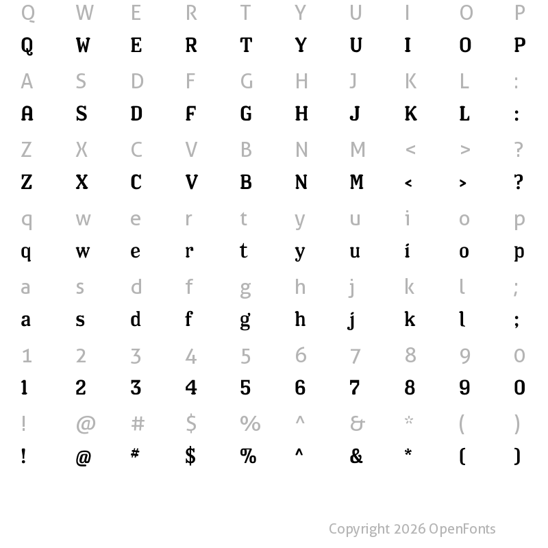 Character Map of Los Feliz OT Roman