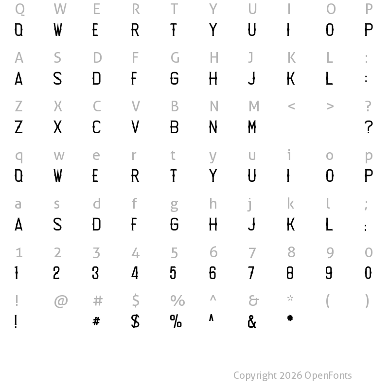 Character Map of Lost Leonest Reguler