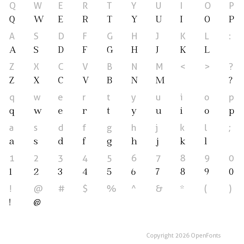 Character Map of Lostya Regular