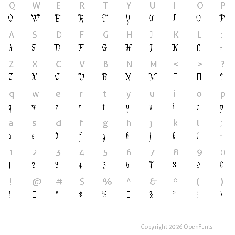 Character Map of Lotharus Wide Top Regular