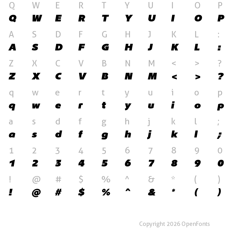 Character Map of Lotus Eden Black Italic