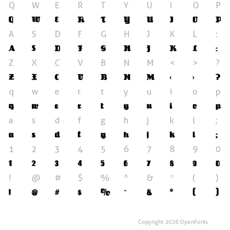 Character Map of Louisianne Contour Regular