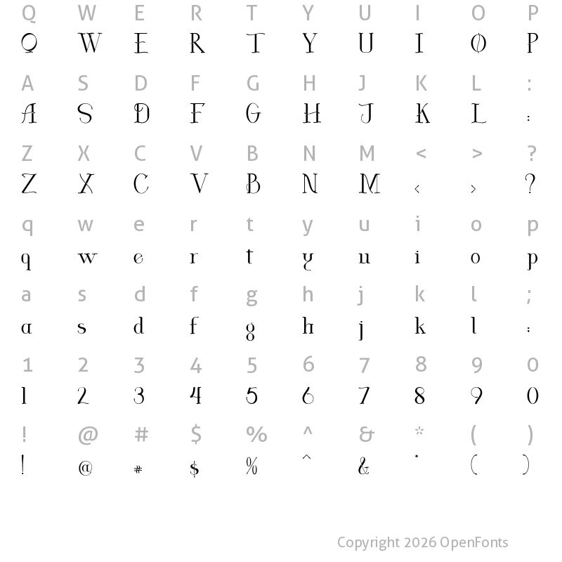 Character Map of Louries Regular