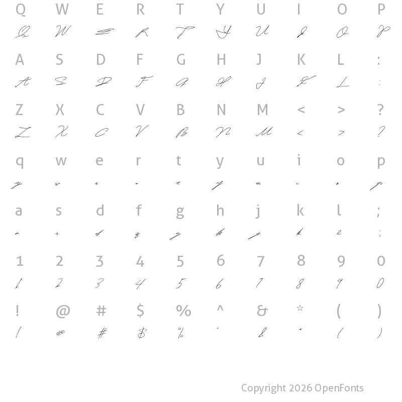 Character Map of Lousita Regular