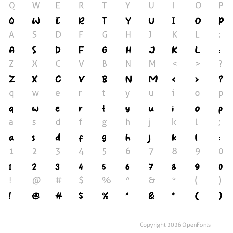 Character Map of Love Amour Blank Regular