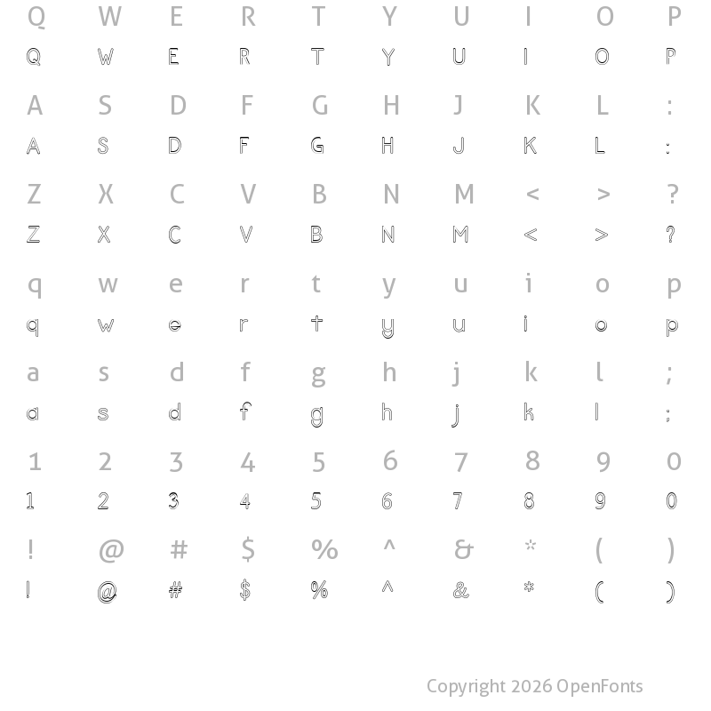 Character Map of Love Amsterdam Sans Outline Regular