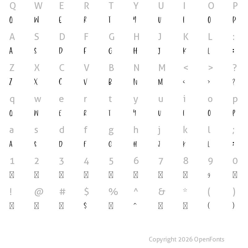 Character Map of Love Florida Regular