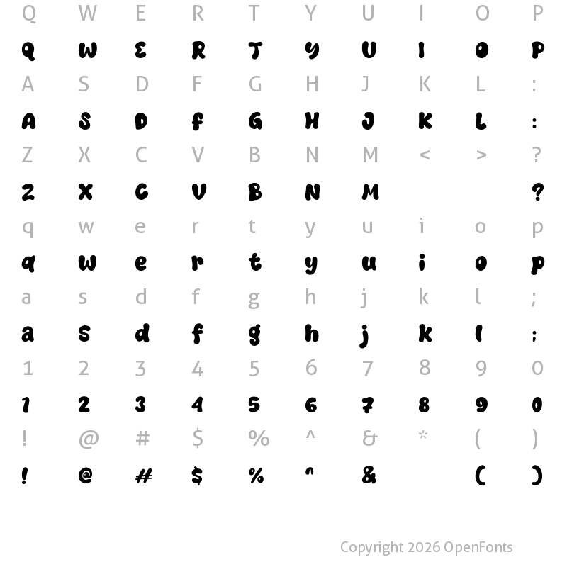 Character Map of Love Sign Regular