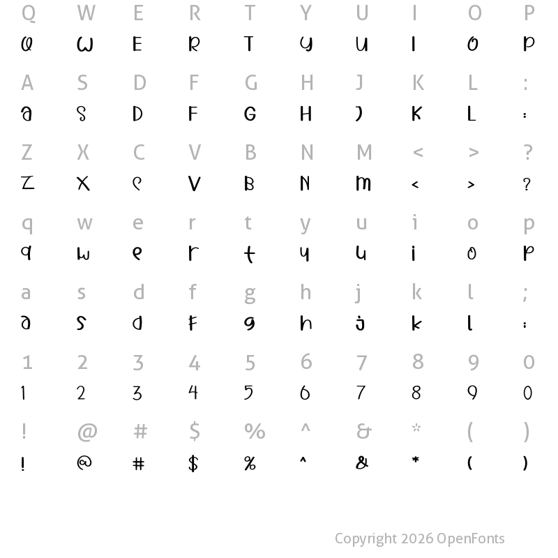 Character Map of Love Unicorn Regular