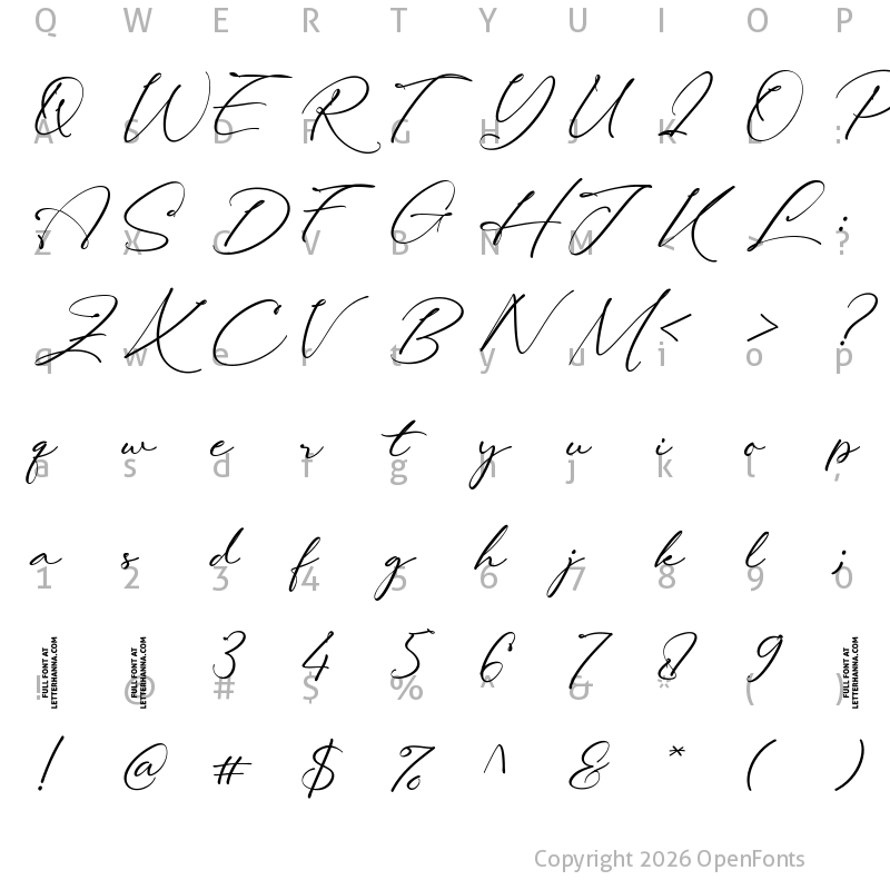 Character Map of Lovely Hydrillas Free Regular