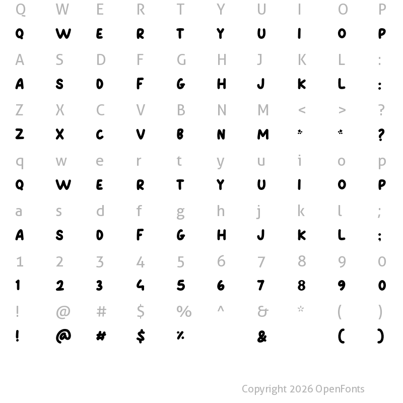Character Map of LOVELY Regular