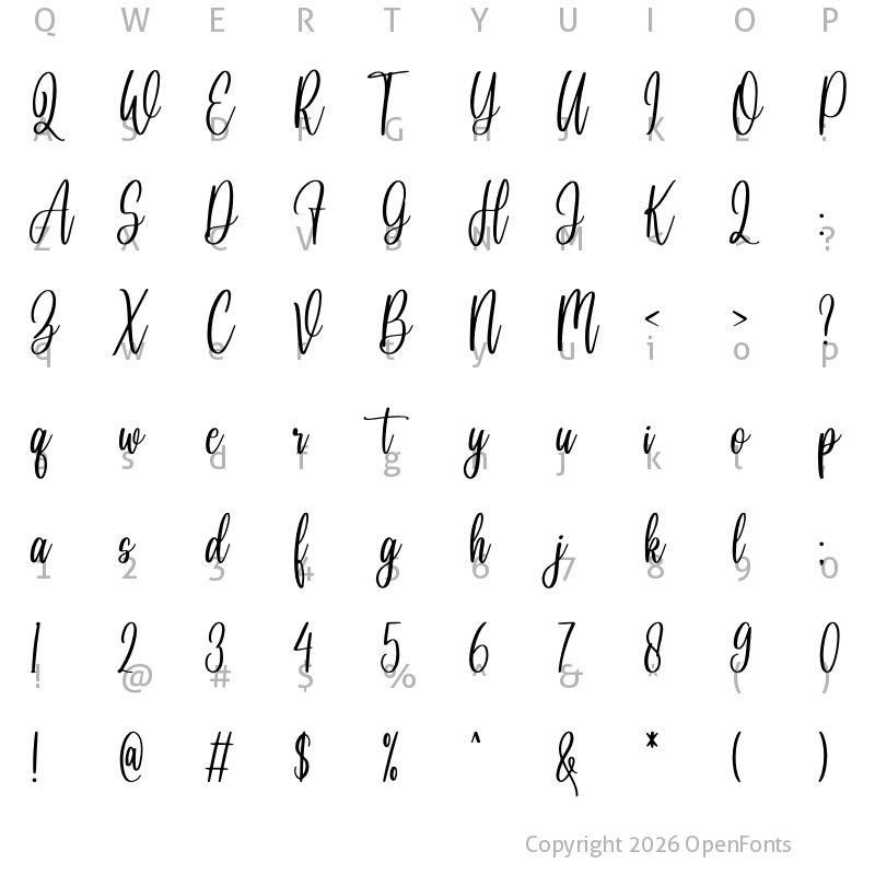 Character Map of Loventine Regular