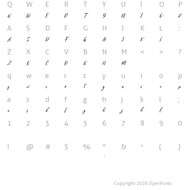 Character Map of Lovesmilly Free Regular