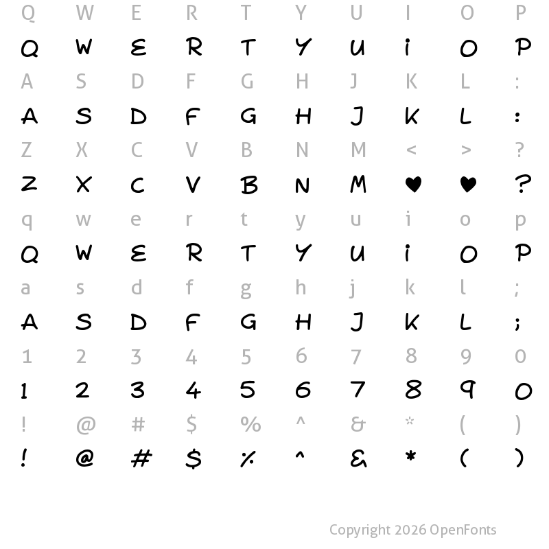 Character Map of Lovey Doveys Regular